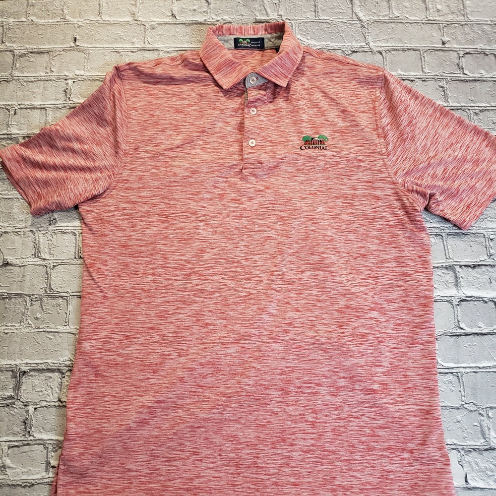 Colonial Collection Mens Red Space Dye Golf Polo Shirt Size M Volunteer Logo